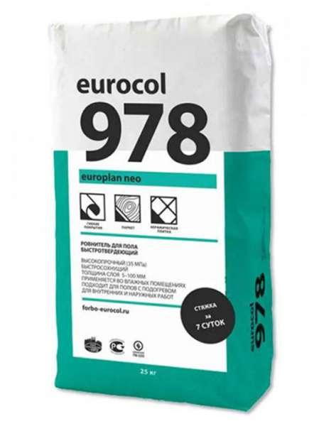 Eurocol 978 Europlan Neo Быстротвердеющий ровнитель для пола смесь сухая (20кг) 